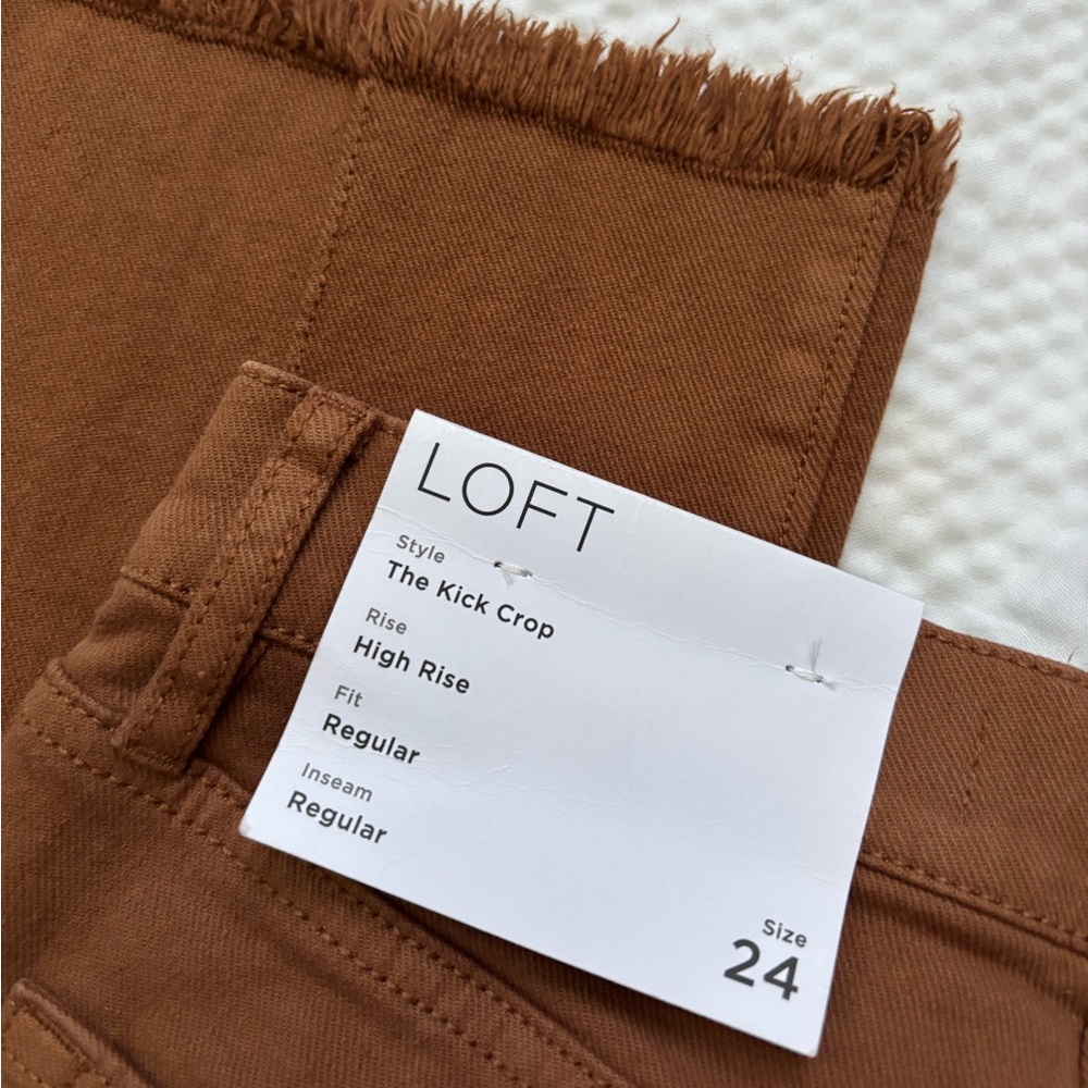 LOFT The Kick Flare High Rise Cognac Jeans - Picture 7 of 9